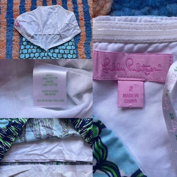 Vintage Y2K Lilly Pulitzer Mesh Tassel Sheath Strapless Mini Tube Dress Sz 2 - Picture 7 of 8